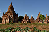 Bagan Myanmar. Cluster of red brick temples near Min myaw yaza  